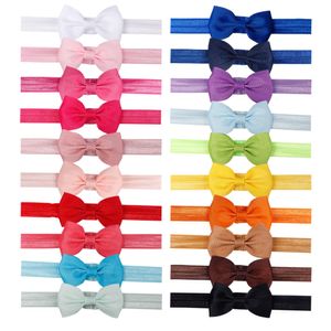 Meisjes hoofdstukken 100 kleurrijke kinderen kleine stropdas diy grosgrain lint boog elastische haarbanden solide hoofdband meisjes accessoires