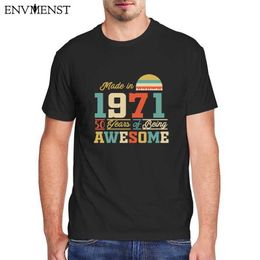 100 katoen 1971 T-shirts 50 jaar Awesome 50e verjaardagscadeaus voor vrouwen en heren grappige Unisex Gift Shirt Tops XS-3XL 210629