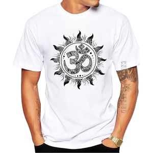 100% Coton Arrivées Mode Om Symbole Spirituel Hommes T-Shirt O Cou Tee Vintage Imprimé Graphique Tshirt Hipster Tops 210707