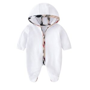 100% coton bébé Footies barboteuses printemps automne vêtements ensembles nouveau-né infantile garçon fille à capuche combinaison enfant en bas âge vêtements d'extérieur pour enfants + chapeau