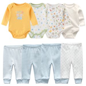 100% coton Baby Girl Clothes 68pieces BodysSuitspants pants nés Born Automne Cartoon Spring à manches longues BEbes 240327