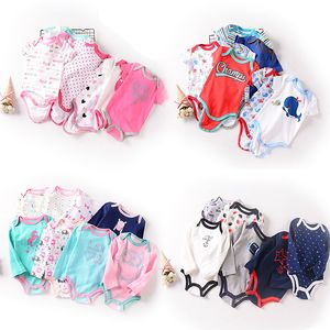 100% coton Baby -yse Siet Clain à manches longues Boys filles Bompers Carton Print Certed For Baby Boy BodySity Mameluco Del Be Be