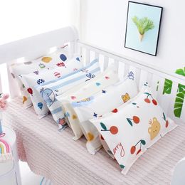 100% coton bébé taie d'oreiller maison dessin animé imprimé motif chambre d'enfants taie d'oreiller respirant maternelle sieste taie d'oreiller 240315