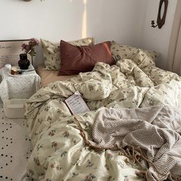 Juego de cama de algodón 100%, textiles para el hogar, funda de almohada lujosa Floral Vintage, funda de edredón, funda nórdica para cama doble/Queen/individual