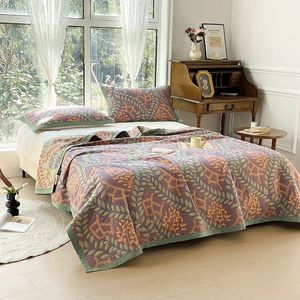 100% Katoenen deken Jacquard thuis beddengoed garen geverfd Bed cover stitch plaid Sprei voor dubbele Lakens matras topper 240304