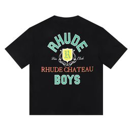 Camiseta de marca 100%algodón Rhude Fashion T Mens Designer Tshss Men Casual Top Manga corta Camisetas de alta calidad para hombres Tos Tos de EE. UU. Tamaño