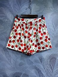 100% Coton Cherry Fruits Imprimés Shorts d'été Femmes Femmes Bénéres Holiday Sweets Mini Pantalon High Street