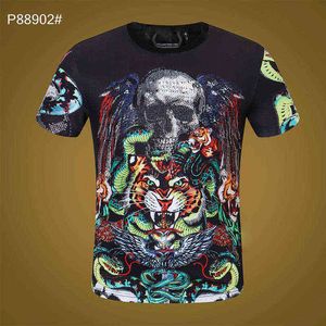 100% algodón crystal Skull diseñador camiseta para hombre Summer tiger Tees Basic Solid print letter Skateboard Casual Punk Tee Negro blanco mujer