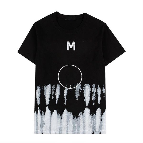 100% coton designer t-shirt en gros t-shirt pour hommes avec impression de style d'encre teinture femmes t-shirt décontracté chemises amoureux lavables