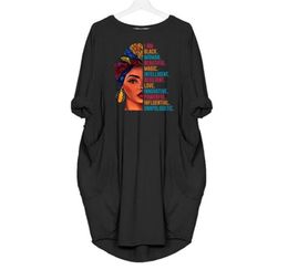 100 coton mode robe africaine pour femmes poche je suis femme noire belles lettres imprimer t-shirt robes femmes haut femme hauts 22170164
