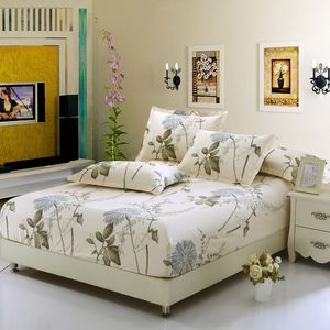 Drap-housse 100% coton double double complet queen king size Housse de matelas drap de lit en pur coton avec literie élastique à fleurs blanches 201113