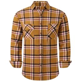Chemise à carreaux en flanelle 100% coton pour hommes, veste à boutons lourde et décontractée pour le travail en plein air et l'exploitation forestière, taille américaine 220322