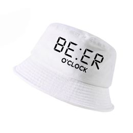 100% de algodón Funny Beer Oclock Men Fisherman Hats Cool Summer Men Funny Women Bucket Bucket Panama Fishing Cap262a