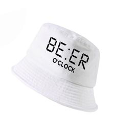 100 algodón de cerveza divertida Oclock Men Fisherman Hats Cool Summer Men Funny Women Bucket Gat Bucket Panama Fishing Cap3317107