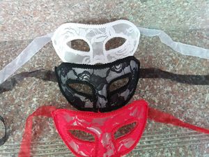Venetiaanse mysterieuze brokaat kant kristallen masker vrouwen Venetiaanse mooie kostuum ballen, prom, Mardi Grasmasquerade masker (zwart rood wit)