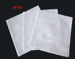 100 coton mouchoir blanc carrés de poche bruyants Hanky 38cm38cm DC1388418916
