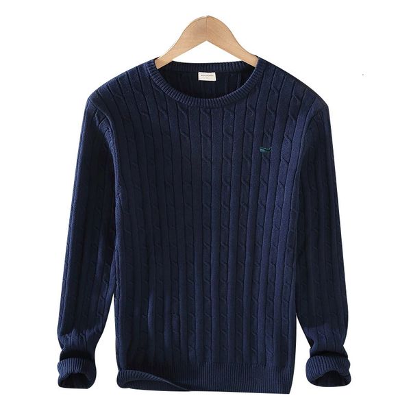 Pull tricoté à col rond pour homme, 100% coton, haute qualité, Type ajusté, câble tricoté, début d'automne, RL8519, 240113