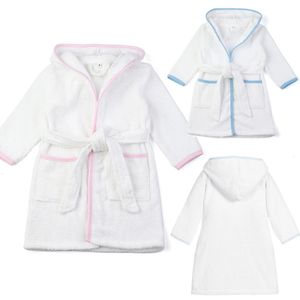 100 coton enfants peignoirs blanc éponge éponge enfants peignoirs avec cordon unisexe vêtements filles garçons peignoirs 231225