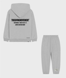 100% katoen Kindersweatshirts met capuchon Trainingsbroek Tweedelige set Trainingspakken Kinderen trainingspakken Effen sporthoodie Herfstkleding 21924049