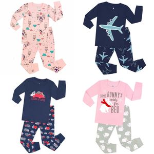 Pajamas à manches longues 100% coton pour les enfants pour les enfants nocturnes de la nuit des filles pijamas 2 à 3 4 5 6 7 ans mignon pyjamas de lapin mignon 240418