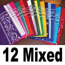 100% KATOEN Veel Hele Dozijn Bandana's 12 STUKS Gemengde Kleuren Paisley Bandana's dubbelzijdig Sjaal Hoofdband Wrap320e