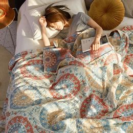100% katoenen mousseline beddekking Ademend voor de sprei home textiel volwassen kinderen jaccquard sofa gooi dekensheet 240115