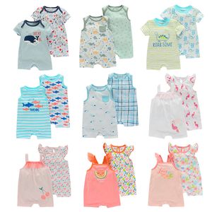 Vêtements pour nouveau-né 100% coton, barboteuse pour nouveau-né, garçon et fille, barboteuse à manches courtes, imprimé de dessin animé, combinaison cadeau pour tout-petits