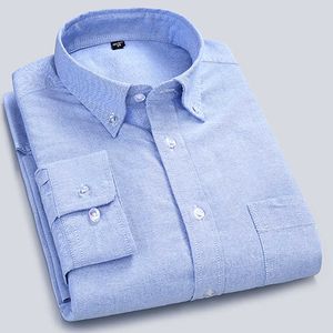 100% katoen oxford heren shirt interview effen kleur slim casual hoge kwaliteit reguliere fit kantoor business slanke fit sociale blouse 210609