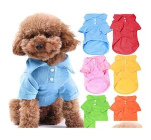 100% katoenen huisdierkleding Zacht ademend Hond Kat Polo T-shirts Huisdierkleding voor lente zomer herfst 6 kleuren 5 maten op voorraad Jmmux6054180