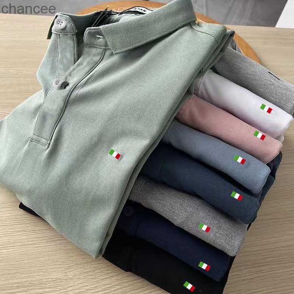 100% coton polos broderie personnalisé décontracté couleur unie ajustement à manches courtes de haute qualité mode hommes revers t-shirts hauts HKD230825
