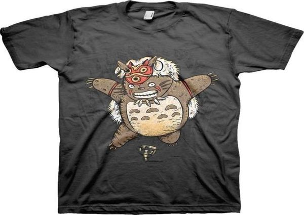 100 coton imprimé masque d'été mon voisin totoro mononoke hime parodie t-shirt men039s new tee shirt2206913