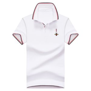 Polos en coton chemise hommes solide coupe ajustée à manches courtes Patchwork mode Streetwear homme Polo