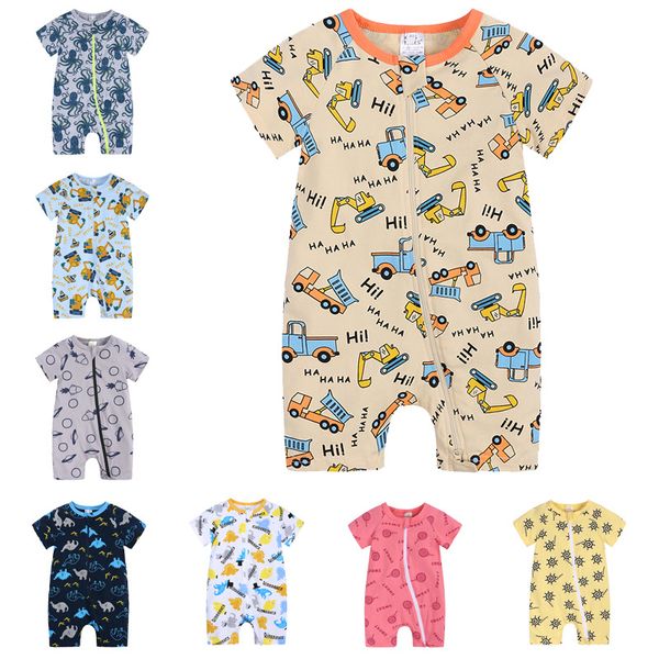 100% coton à manches courtes bébé barboteuse tenues dessin animé Animal nouveau-né bébé vêtements été enfant en bas âge barboteuse infantile Costume 3-24 mois