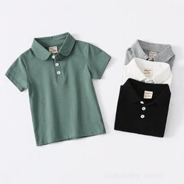 100% coton couleur unie polo t-shirt pour tout-petits garçons vêtements d'été enfants polos filles vert noir blanc enfants t-shirt 240311