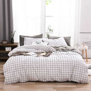 100% katoenen strepen dekbedovertrek sets eenvoudige beddengoed set met kussenslopen enkele dubbele queensize king size quilt beddengoed 210615