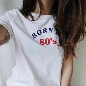 100% coton été t-shirt femmes blanc 80s t-shirt harajuku lettre imprimer 90s t-shirt kpop coréen tee tops chemises vintage 210720