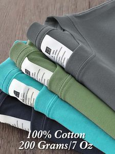 100 coton T-shirt pour hommes manches féminines à manches d'été Topssolid Casual Wee Tee-shirtshigh Quality Clothing7oz 200gsm 240409
