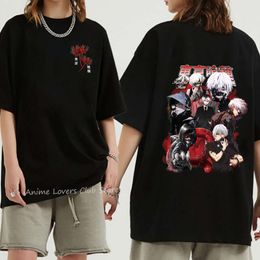 Camisetas 100% algodão Anime Kaneki Ken Shirts Tokyo Ghoul Streetwear Camise