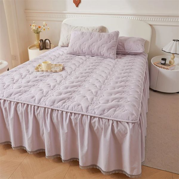 100% coton en dentelle épaissie en dentelle à volants à volants chambre à coucher non glisser le lit de lit de lit 240415