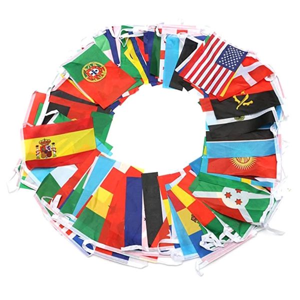 100 pays drapeau de cordes BUNTING BUNTINE DÉCORTURE DES BANNIÈRES DU SENNANT DROB 240416