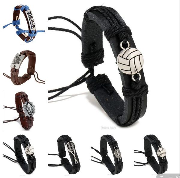 100% Pulsera de vaca Fútbol Voleibol Voleibol Béisbol Rugby Tennis Racquet Hombres Sports Sports Sports