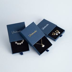 100 aangepast logo kartonnen sieraden cadeauzakje ketting tekendoos pakket dia 9x9x2.5 cm papieren oorbellen ringen doos met zwart schuim