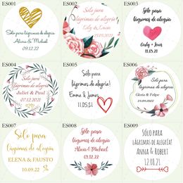 100 autocollants de soirée de mariage personnalisés espagnol pour vos larmes de chance faveurs étiquettes de tissus joints d'invitation personnalisés 220613