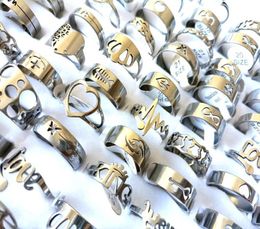 100 Coup Mézer Band Silver Random Mens Womens en acier inoxydable Rings Bijoux anniversaire Gift6002937