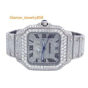 Water-Resistant Natural Moissanite Diamond Men's Watch with Ice Crushed Antique Design