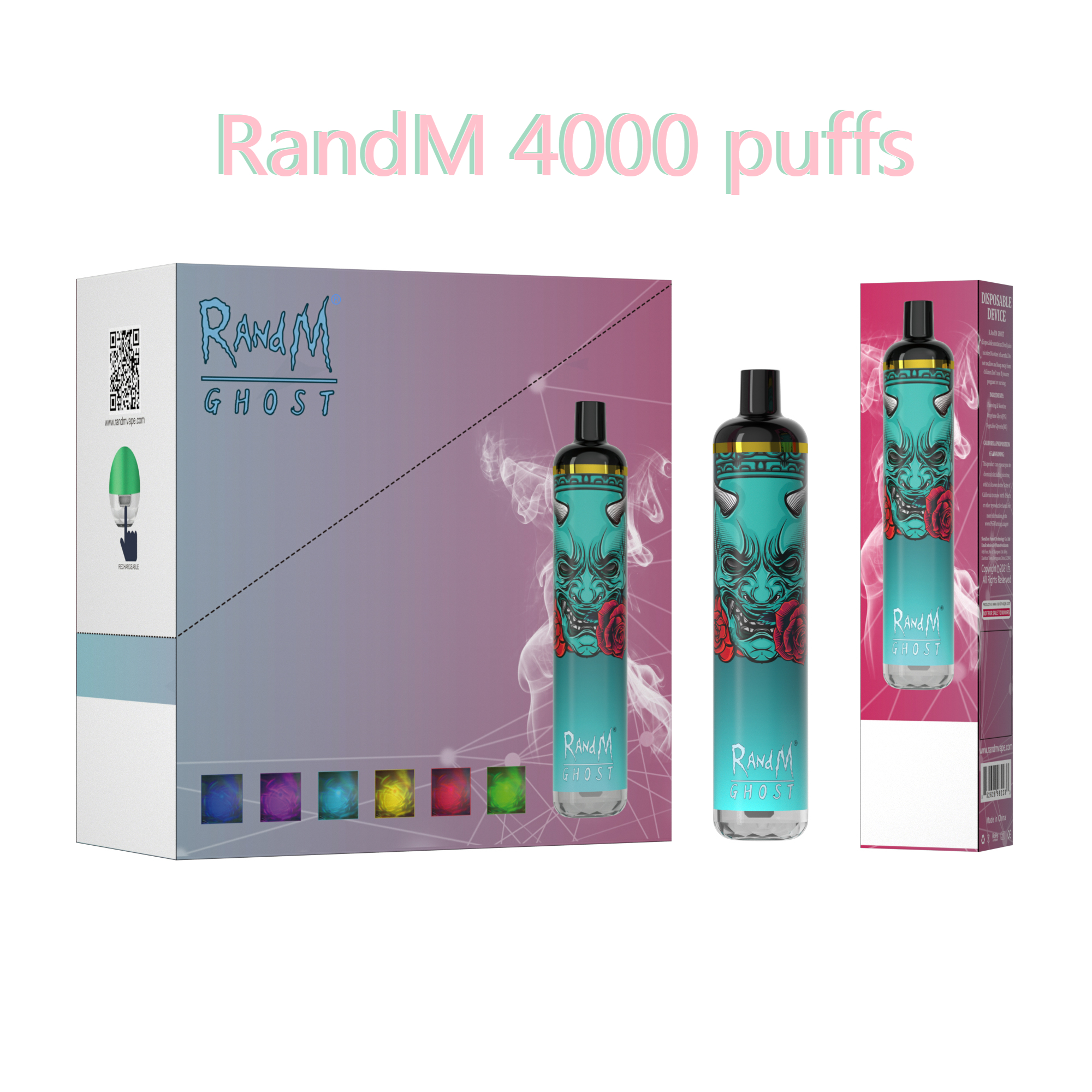 100% Factory Original RandM 4000 puffs E cigarettes Disposable Vape Device Rechargable Battery Mesh Coil Vape Pen