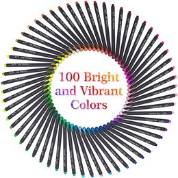 100 Fineliner Color Pen Set 0,4 mm Ligne Fine Sketch coloré Écriture Dessin stylos Porous Fine Point Penns Art Marqueurs Sketching