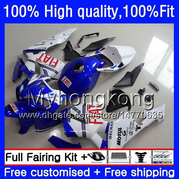 100% apto para HONDA CBR600F5 CBR600 RR CBR600RR 05 48HM.238 CBR 600RR Blanco azul CBR 600 CC RR 600CC F5 05 06 2005 2006 Carenados de inyección