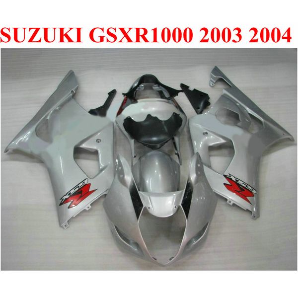 100% Fit pour SUZUKI 2003 2004 GSXR 1000 kit de carénage K3 k4 GSXR1000 03 04 ensemble de carénages noir argent JD48