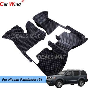 Alfombrillas de cuero 100% aptas para coche con bolsillos alfombras de suelo para Nissan Pathfinder r51 2005 2006 2007 2008 2012 accesorios H220415